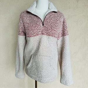 Love Tree Pink and Cream Sherpa Hoodie